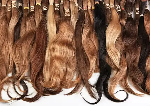 Bundles of wavy weft hair in several shades